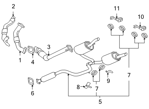 2007 Chevrolet Impala Exhaust Components Cross Over Pipe Diagram for 12569055