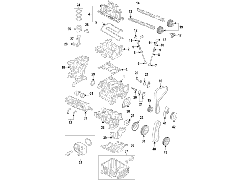 2018 Ford EcoSport Engine Parts, Mounts, Cylinder Head & Valves, Camshaft & Timing, Variable Valve Timing, Oil Cooler, Oil Pan, Oil Pump, Balance Shafts, Crankshaft & Bearings, Pistons, Rings & Bearings Drive Belt Diagram for F1FZ-6B651-A