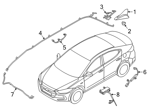 2017 Hyundai Elantra Antenna & Radio Wireless Antenna Assembly Diagram for 96240-F2000