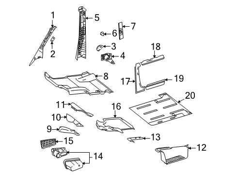 2008 Dodge Sprinter 2500 Interior Trim - Pillars, Rocker & Floor Panel-A-Pillar Diagram for 1HB05XDVAA