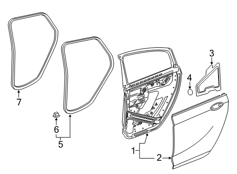 2019 Buick Regal Sportback Rear Door Weatherstrip On Body Diagram for 13463941