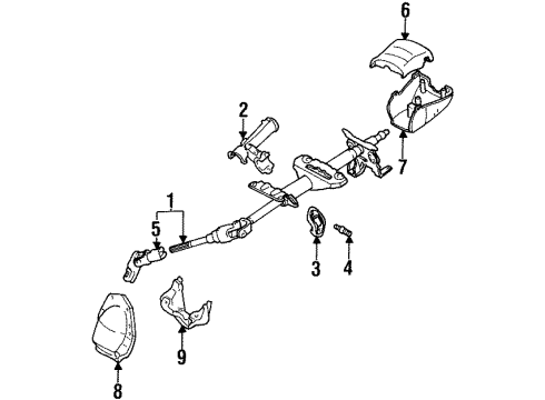 1993 Toyota Corolla Steering Column, Steering Wheel & Trim Post Assembly, Steering Diagram for 45200-02012