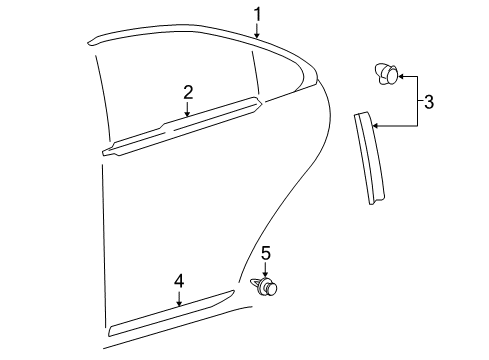 2012 Lexus ES350 Exterior Trim - Rear Door Moulding, Rear Door Outside, Lower RH Diagram for 75075-33151-C0