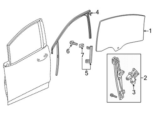 2022 Chevrolet Bolt EUV Front Door Glass & Hardware Glass Run Diagram for 42774473