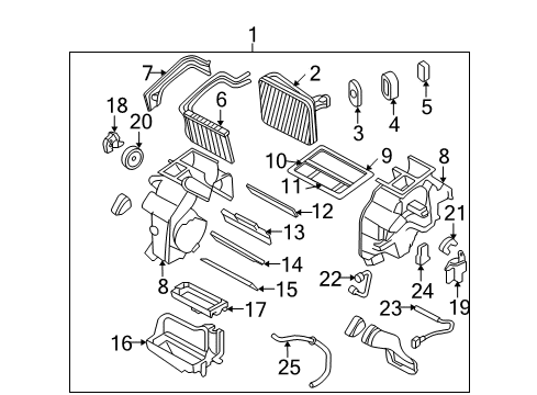 2006 Kia Optima Air Conditioner Core & Seal Assembly-Evaporator Diagram for 9761038000