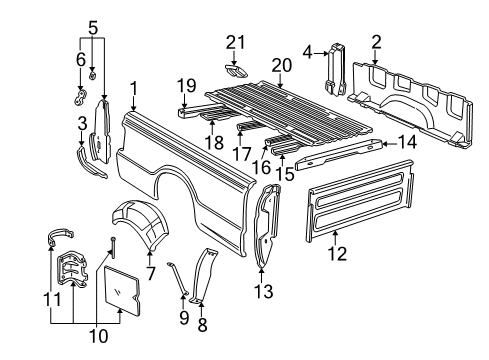 2005 Ford Ranger Front & Side Panels, Floor Floor Pan Diagram for F87Z-9911215-BA