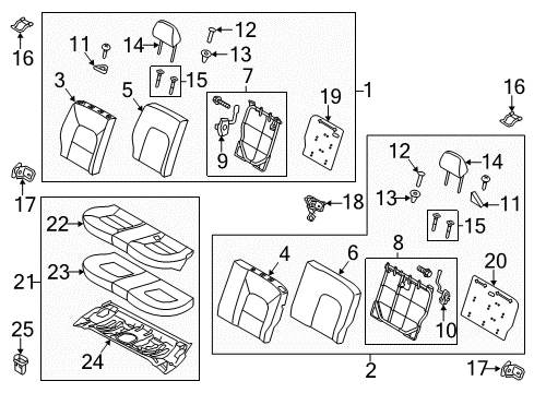 2017 Kia Rio Rear Seat Components Cushion Assembly-Rear Seat Diagram for 891001W800BDW