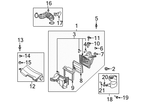 2006 Infiniti M45 Powertrain Control Body Assembly-Air Cleaner Diagram for 16528-EH000