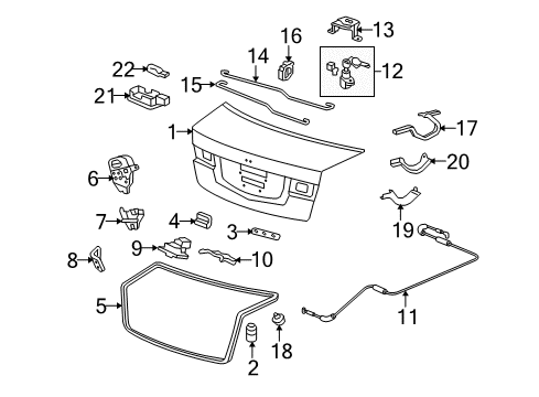 2009 Acura TSX Trunk Lid Lock Assembly, Trunk Diagram for 74851-TL0-A01