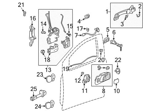 2003 Honda Pilot Front Door Lock Assembly, Right Front Door Diagram for 72110-S9V-A11