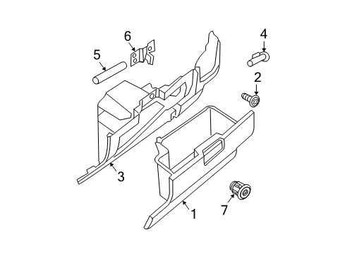 2007 Nissan Titan Glove Box Striker-Glove Box Lid Diagram for 68640-7S010