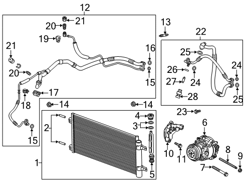 2018 Chevrolet Cruze A/C Condenser, Compressor & Lines Condenser Seal Diagram for 13378471