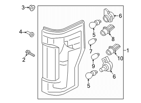 2020 Ford F-350 Super Duty Bulbs Tail Lamp Diagram for LC3Z-13405-C