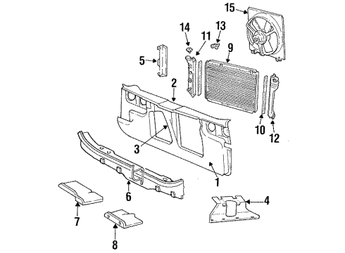 1988 Chrysler LeBaron Radiator & Components, Radiator Support, Cooling Fan Part Diagram for 4401324