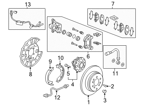 2015 Honda Pilot Brake Components Pad Set, Rear Diagram for 43022-SZA-A11
