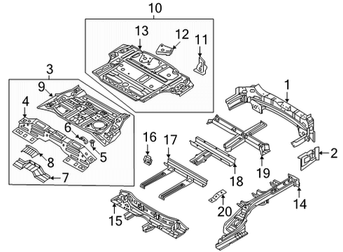 2021 Kia Sorento Rear Body & Floor Panel Assembly-Rear FLOO Diagram for 65513P2050