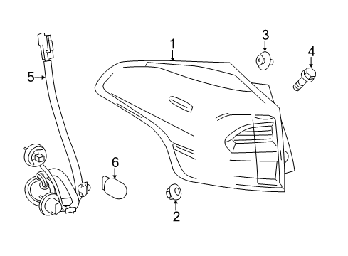 2017 Toyota RAV4 Tail Lamps Socket & Wire Diagram for 81555-42190
