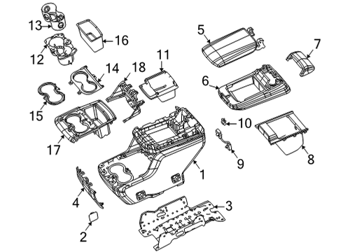 2021 Jeep Grand Cherokee L Rear Console CUPHOLDER-Console Diagram for 68520007AA