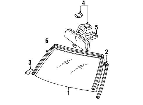 1999 Chevrolet Prizm Windshield Glass, Reveal Moldings Cover, Inside Rear View Mirror Mount Diagram for 94858364