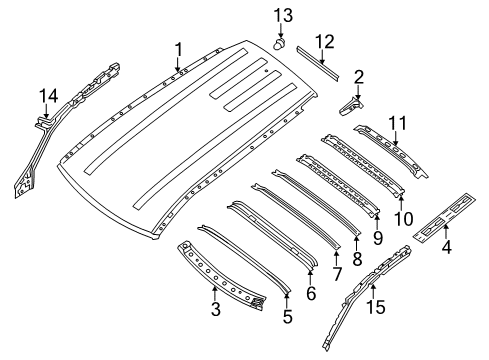 2018 Nissan Pathfinder Roof & Components Bow-Roof Diagram for 73262-3KA0A