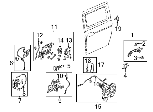 2006 Honda Odyssey Sliding Door Handle Assembly, Passenger Side Slide Door (Outer) Diagram for 72640-SHJ-A01