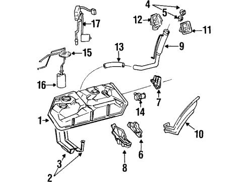 1995 Toyota Previa Fuel Supply Bracket, Fuel Pump Diagram for 23206-76080