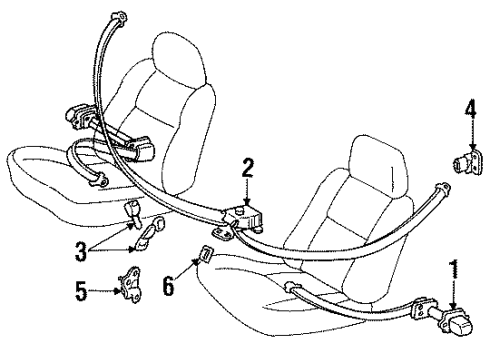 1991 Toyota Corolla Front Seat Belts Buckle Diagram for 73108-12030-02