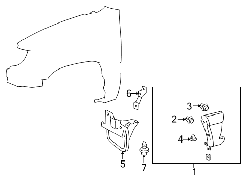 2004 Lexus LX470 Exterior Trim - Fender Moulding Sub-Assy, Front Fender Wheel Opening, LH Diagram for 75086-60011-A2