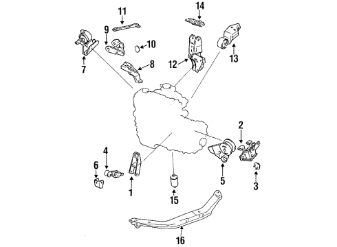 1989 Nissan Pulsar NX Engine & Trans Mounting Engine Mounting Bracket, Left Diagram for 11253-02Y05