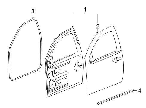 2009 Cadillac Escalade Front Door Door Shell Diagram for 22892589