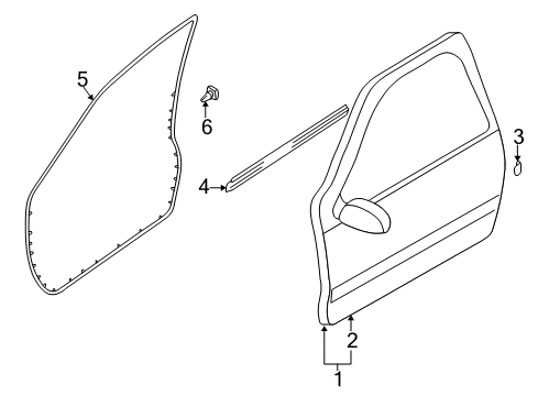 2000 Nissan Quest Front Door MOULDING Assembly-Front Door Outside, L Diagram for 80821-7B000