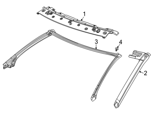 2022 Chevrolet Corvette Windshield Header & Components Weatherstrip Diagram for 84820761