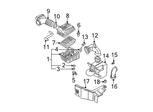 2001 Hyundai Elantra Filters Duct Assembly-Air Diagram for 28211-2D000