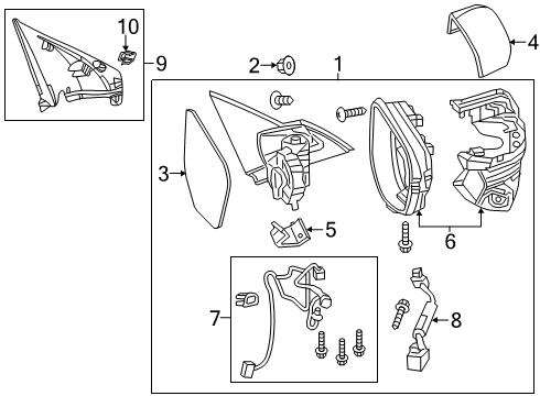 2020 Honda Civic Lane Departure Warning Set Passenger Side Diagram for 76208-TGG-A12