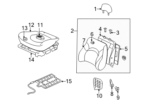 2002 Hyundai XG350 Heated Seats Frame Assembly-Front Seat Cushion Driver Diagram for 88101-38000