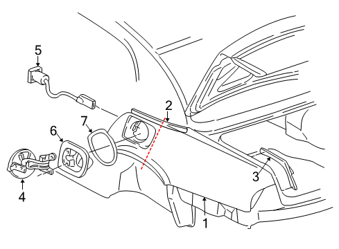 2002 Buick Park Avenue Quarter Panel & Components Housing Asm, Fuel Tank Filler Pipe Diagram for 25665825