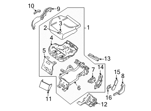 2009 Nissan Pathfinder Second Row Seats Pad Assy-2ND Seat Cushion Diagram for 88311-ZS40A