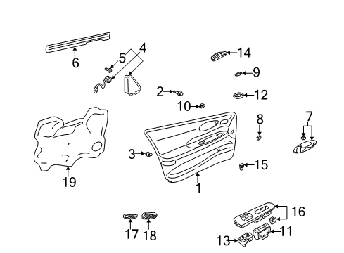 2000 Buick LeSabre Front Door Trim Asm, Front Side Door *Red Diagram for 88897394