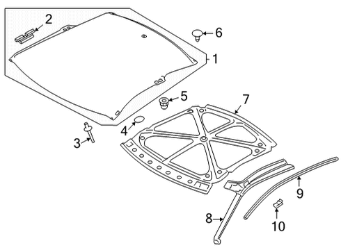 2021 Nissan GT-R Roof & Components, Exterior Trim Nut Diagram for 01217-00251