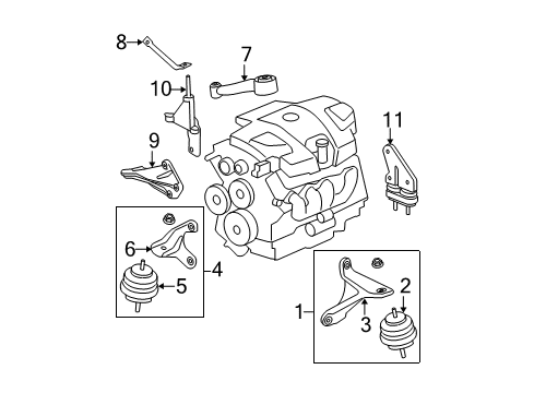 2008 Buick Lucerne Engine & Trans Mounting Bracket-Engine Rear Mount Diagram for 15910556