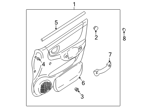 2005 Hyundai Accent Interior Trim - Front Door Handle Assembly-Door Grip, LH Diagram for 82710-25000-LT