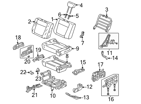 2003 Honda Element Rear Seat Components Cover, L. RR. Seat Foot (Inner) *NH167L* (GRAPHITE BLACK) Diagram for 82629-SCV-A01ZA