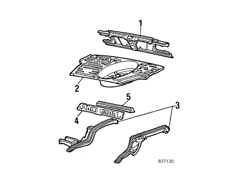 1984 Toyota Starlet Rear Body Pan, Rear Floor Diagram for 58301-10121