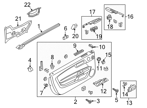 2017 Ford Mustang Power Seats Switch Housing Diagram for FR3Z-14527-AB