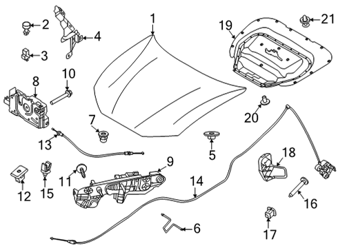 2021 Ford Mustang Mach-E Hood & Components Stopper Diagram for 8V4Z-16758-C