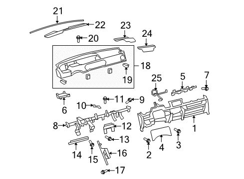 2014 Scion xB Cluster & Switches, Instrument Panel Instrument Panel Diagram for 55302-12220-B0