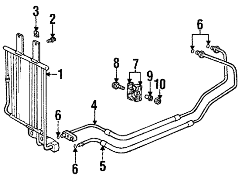 1997 BMW 318ti Trans Oil Cooler Oil Cooling Pipe Outlet Diagram for 17221439748