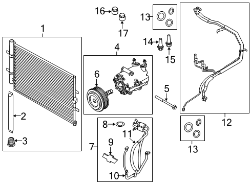 2016 Ford Transit-250 A/C Condenser, Compressor & Lines Front AC Tube Diagram for BK3Z-19D742-E