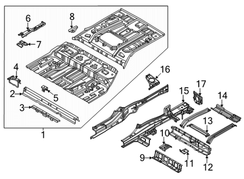 2022 Hyundai Ioniq 5 Rear Floor & Rails PANEL ASSY-REAR FLOOR Diagram for 65510-GI000