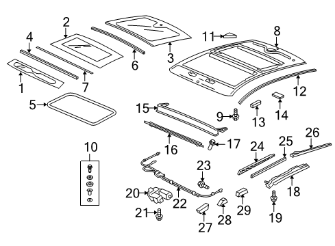 2010 Acura ZDX Sunroof Bolt, Ground (6X16) Diagram for 90148-SH3-003